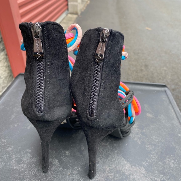 Cape Robbin Multi Color Suede bungees Strappy Stilleto Sandals Size 7.5 - Picture 9 of 10